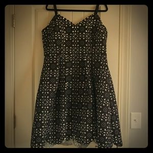 City Chic Black Laser Cut Fit and Flare Dress